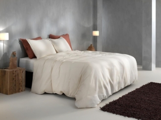 Zo! Home Mako-Satin Bettwäsche 135x200 cm Satinado uni Off-White wollweiß