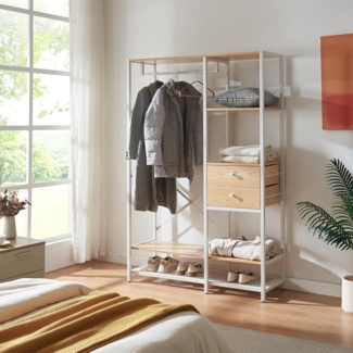 Garderobenständer Larem 180x120x40 cm Weiß/Eicheoptik [en. casa]