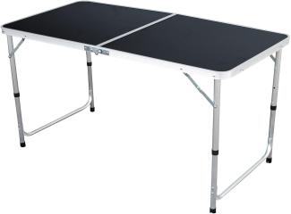 XXL Campingtisch schwarz klappbar Alu 120x60x58/70cm