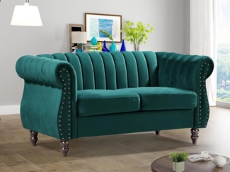 Vente-unique - Chesterfield-Sofa - 2-Sitzer - Samt - Smaragdgrün - TRUMBO