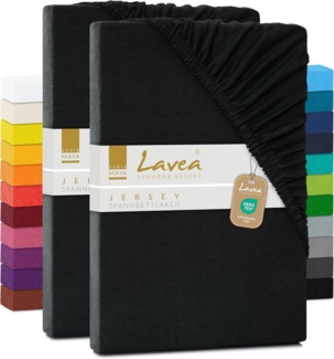 Lavea Spannbettlaken Maya, in Gr. 60x140, 90x200, 120x200, 140x200, 180x200 oder 200x220 cm, Baumwolle, Gummizug: rundum, (2 Stück), Jersey Spannbetttuch für Topper, Boxspring- und Wasserbetten
