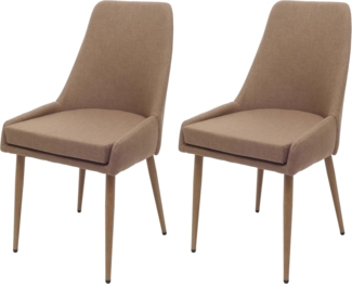 2er-Set Esszimmerstuhl HWC-O27, Küchenstuhl Polsterstuhl Stuhl, Stoff/Textil (280g/m²) Metall ~ braun