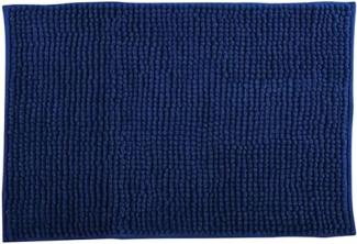 MSV Badteppich Badvorleger Duschvorleger Chenille Hochflor Badematte 60x90 cm – Blau