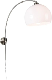 Qazqa Wandleuchte Bow, ohne Leuchtmittel, E27, Weiß, Modern, Stahl, 1-flammig