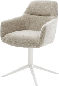 Drehstuhl Pejo-Flex Webstoff Soft Beige Fußkreuz Weiß 360° drehbar Wippfunktion Taschenfederkern