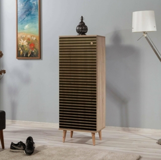 Dmora - Schuhschrank Cebalrai, Schuhregal, Mehrzweck-Eingangsgarderobe, Möbel für Schuhe, 50x38h135 cm, Eiche