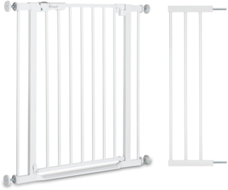 hauck Treppenschutzgitter Türschutzgitter Clear Step Autoclose 2 Set inkl. 21 cm Verlängerung für Breiten 96-101 cm, Ultra Flache Schwelle, Automatischer Schließmechanismus, ohne Bohren (White)