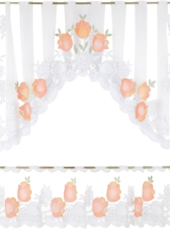 Clever-Kauf-24 Scheibengardine Bistro-Bogen Scheibengardine 2362 2 teilig weiß/aprikot, Ösen, transparent, handcoloriert