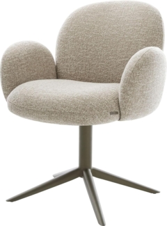 Drehstuhl Nube-Flex mit Armlehnen Webstoff Soft Beige Fußkreuz Effektfinish Titan 360° drehbar Wippfunktion Taschenfederkern