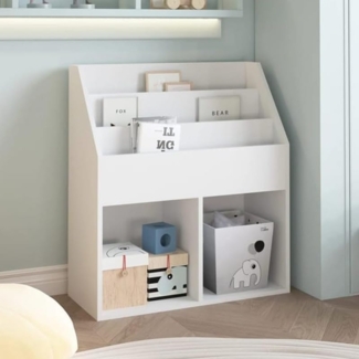 BAKAJI Bücherregal für Kinderzimmer, Gestell aus Holz, mit Ablagen für Spielzeug, Bücher und Zeitschriften, modernes Design, Möbel, Kinderzimmer, Farbe Weiß (79 x 72 x 32 cm)