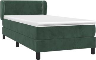 vidaXL Boxspringbett mit Matratze Dunkelgrün 90x190 cm Samt 3127406