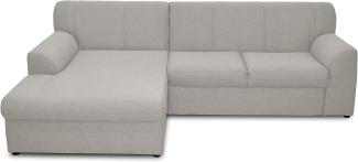 DOMO Collection Ecksofa Topper | moderne Couch in L-Form | kleine Polsterecke mit Schlaffunktion | Silber, 245 x 155 x 78 cm