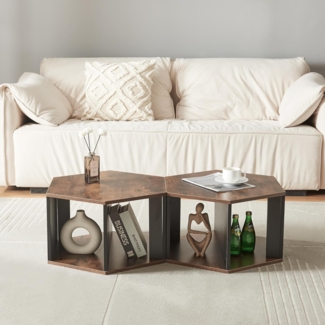 Couchtischset Molde 2-tlg. Schwarz/Walnussoptik [en. casa]