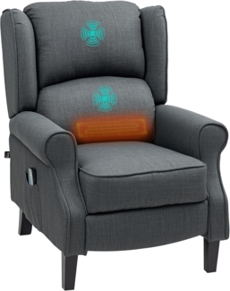 HOMCOM Massagesessel mit Liegefunktion Wärmefunktion Fußteil Seitentasche Fernbedienung (Fernsehsessel, 1-St, TV Sessel), für Wohnzimmer Dunkelgrau