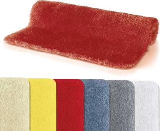 Spirella Badteppich Badvorleger Duschvorleger "Fino Supersoft" Hochflor waschbar, rutschfest Badematte 50x80 cm – Rot