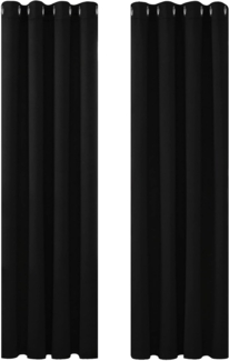 Deconovo Ösenvorhang Blickdicht Thermogardine Kälteschutz Ösen Verdunkelungsvorhang Ösen, 229x117 cm(HöhexBreite), Schwarz, 2er Set