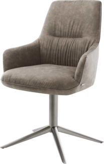 Drehstuhl Zelia-Flex mit Armlehnen Mikrofaser Taupe Vintage Fußkreuz Graphit 360° drehbar Wippfunktion Taschenfederkern