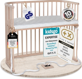 babybay Boxspring XXL Beistellbett, Natur unbehandelt, mit Matratze