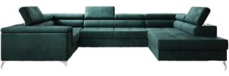 Designer Sofa Torino mit Schlaf- und Klappfunktion Samt Grün Rechts