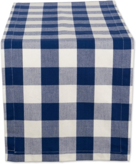 DII Buffalo Check Collection Tischläufer, klassischer Bauernhaus-Tischläufer, 35,6x183,8 cm, Marineblau/Creme