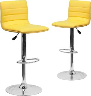 Flash Furniture Moderner Barhocker aus Vinyl, höhenverstellbar, mit horizontaler Naht auf der Rückseite, 2 Stück, gelb, Set of 2