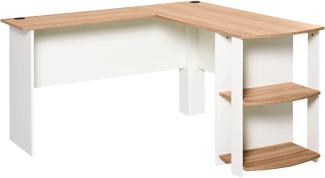 HOMCOM Eckschreibtisch Computertisch Schreibtisch Winkel Staufach für Büro Wohnzimmer, Walnuss, 136 x 130 x 72 cm