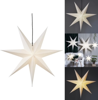 STAR TRADING LED Dekolicht Frozen, Weihnachtsstern Frozen 3D Papierstern Weihnachten in Weiß, Dekostern z