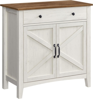 VASAGLE Küchenschrank, Sideboard mit Schubladen, Aufbewahrungsschrank mit Türen, verstellbare Ablage, Landhausstil, für Wohnzimmer Küche, 40 x 80 x 80 cm, vintageweiß-honigbraun BBKDE341W01