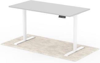 elektrisch höhenverstellbarer Schreibtisch DESK 160 x 80 cm - Gestell Weiss, Platte Grau