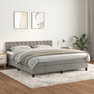 vidaXL Boxspringbett mit Matratze Hellgrau 180x200 cm Samt 3141557