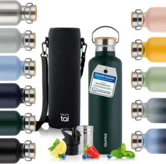 Blumtal Thermoflasche Thermosflasche 1L - doppelwandige Flasche Edelstahl 1L - BPA frei