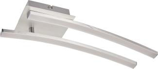 Briloner Leuchten – LED Deckenleuchte, geschwungene Deckenlampe, 2-flammig, 2x6W, warm weißes Licht, 55. 4 cm, aluminiumfarbig