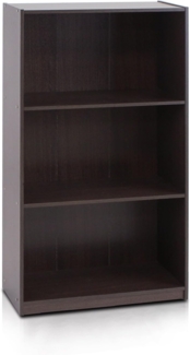 Furinno Basic Bücherregal mit 3 Fächern, Aufbewahrungsregal, holz, Dunkelbraun, 23. 49x23. 49x100. 33 cm