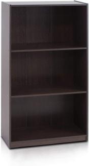 Furinno Basic Bücherregal mit 3 Fächern, Aufbewahrungsregal, holz, Dunkelbraun, 23. 49 x 23. 49 x 100. 33 cm