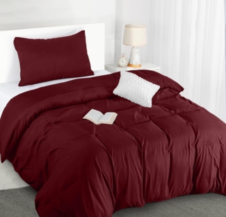 Utopia Bedding Bettwäsche 135x200 Set - Mikrofaser Bettbezug 135x200 cm + 1 Kissenbezug 50x75 cm - Burgund