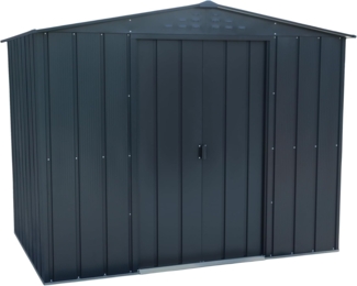 Duramax TOP 8x6 (4.37 m²) Metall gerätehaus, hergestellt aus verzinktem Stahl, verstärkte Dachkonstruktion, wartungsfreies und witterungsbeständiges Metallgerätehaus, Geräteschuppen, Anthrazit