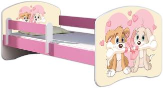 Kinderbett Jugendbett mit einer Schublade und Matratze Rausfallschutz Rosa 70x140 80x160 80x180 ACMA II (12 Welpen, 80x180 cm)