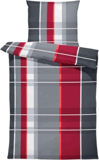 One Home Bettwäsche Bassam, Biber, 2 teilig, kariert gestreift, kuschelig flauschig warm weich Baumwolle Winter
