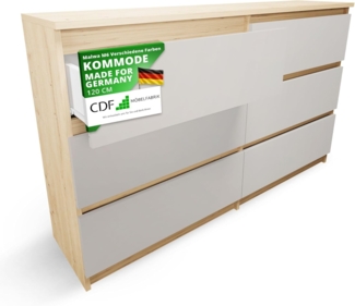 CDF MALWA M6 120 | KOMMODE MIT 6 SCHUBLADEN | Eiche Artisan Kaschmir | 120 cm