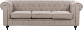 3-Sitzer Sofa Leinenoptik taupe CHESTERFIELD