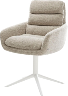 Drehstuhl Abelia-Flex mit Armlehnen Webstoff Soft Beige Fußkreuz Weiß 360° drehbar Wippfunktion