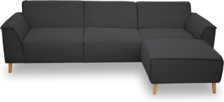 DOMO. collection Ecksofa Jules FK, skandinavisches Sofa mit Federkern, Couch Garnitur mit Holzfüßen, 268 x 159 x 81 cm (BxTxH), Eckganitur mit Longchair rechts, pepper