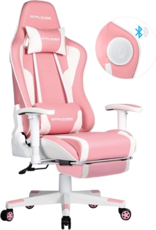 GTPLAYER Gaming Stuhl mit Fußstützen Bluetooth Lautsprecher, Pink