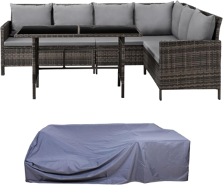 SVITA MADISON Set Rattan Essgruppe Gartenmöbel Polyrattan Haube Lounge Braun
