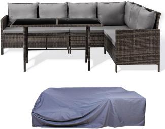 SVITA MADISON Set Rattan Essgruppe Gartenmöbel Polyrattan Haube Lounge Braun