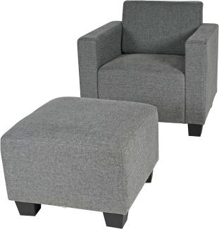 Modular Sessel Loungesessel mit Ottomane Lyon, Stoff/Textil ~ grau