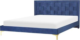 Bett mit Lattenrost LIMOUX 160 x 200 cm Samtstoff Marineblau