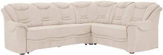 Cavadore Ecksofa Bansa mit Federkern / Polstercouch im klassischen Design / 265 x 94 x 215 / Mikrofaser Creme