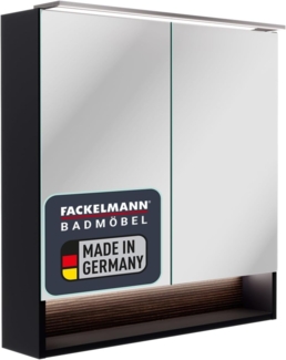 Fackelmann B.PARIS LED-Spiegelschrank 70 cm breit, Braun dunkel/Schwarz