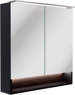 Fackelmann B.PARIS LED-Spiegelschrank 70 cm breit, Braun dunkel/Schwarz